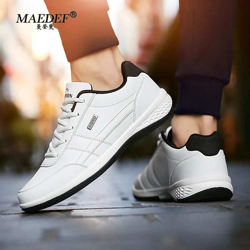 Maedef Shoes for Men Leather Sneaker in waterproof black design