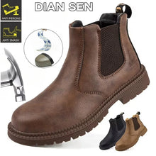 Waterproof Safety Work Shoes for Men in brown leather with steel toe

