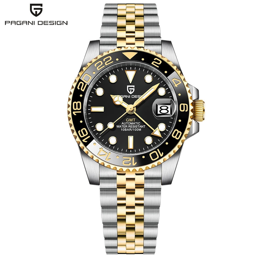 Pagani Design GMT automatic watch for men with dual time zone function

