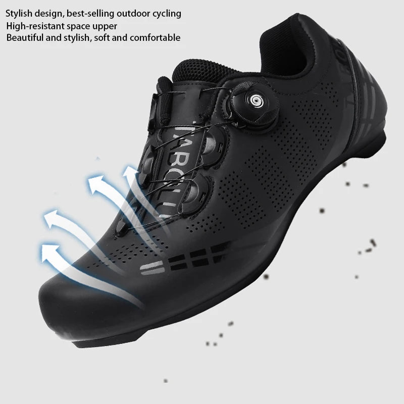 Lixingming Cycling Shoes Road Bike Men with SPD cleats in black