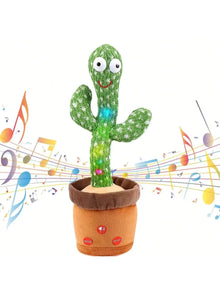 Dancing talking cactus toy that mimics speech and plays music for kids

