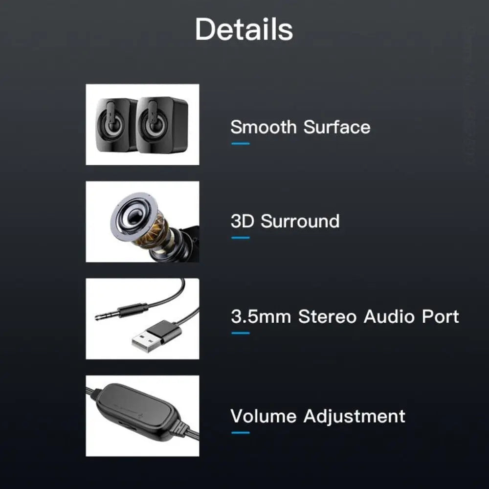 Mini RGB Computer Speaker - RGB Speakers with Dynamic Lights & Bass