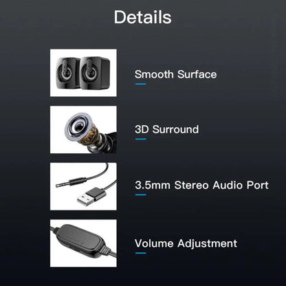 Mini RGB Computer Speaker - RGB Speakers with Dynamic Lights & Bass