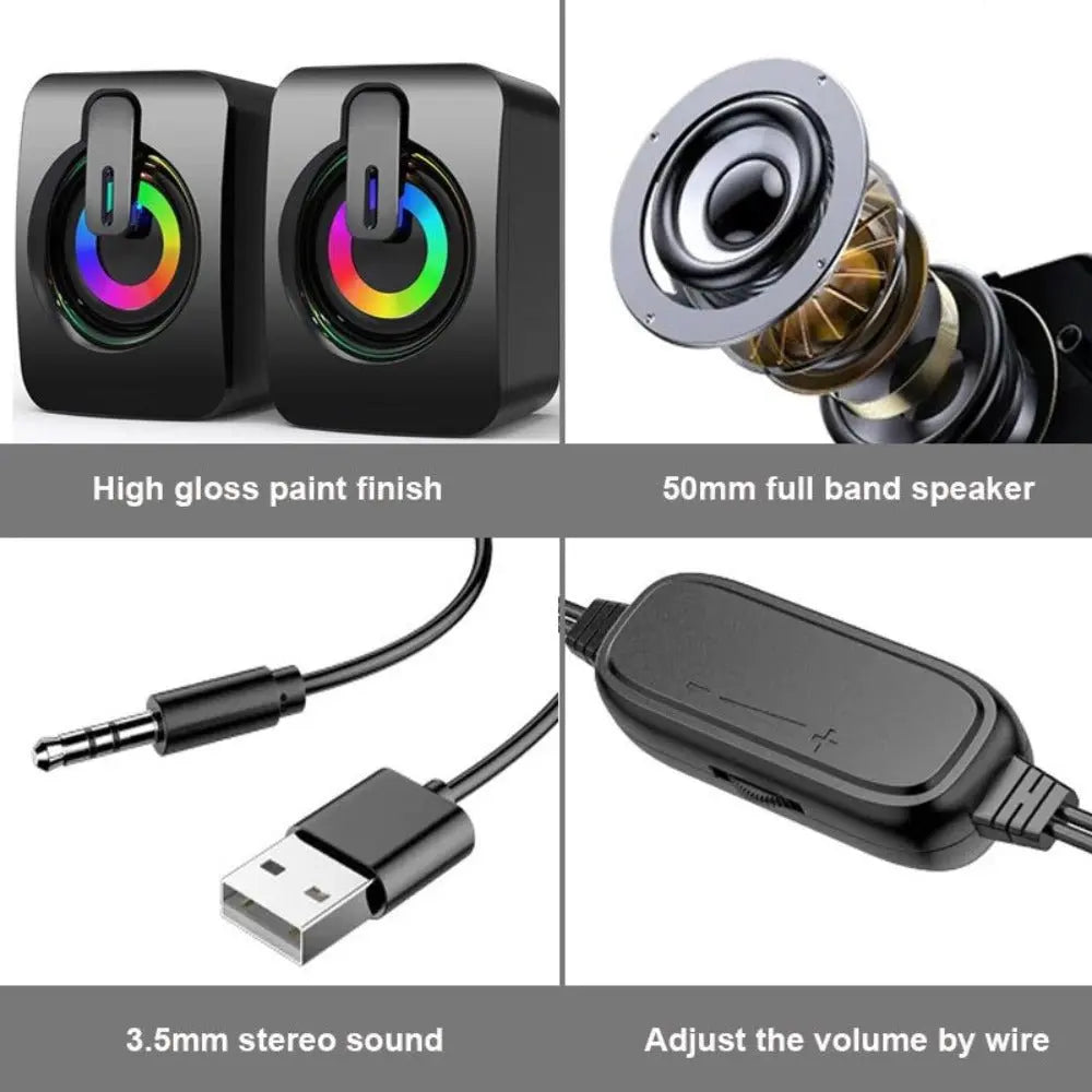 Mini RGB Computer Speaker - RGB Speakers with Dynamic Lights & Bass
