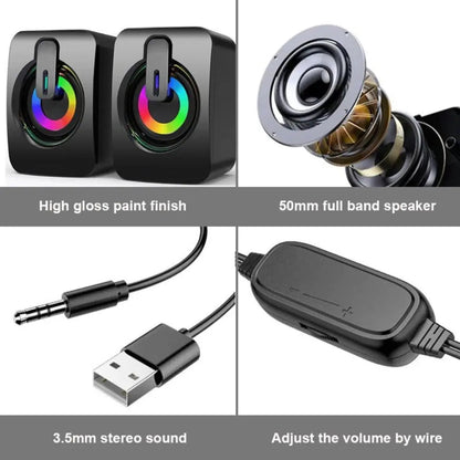 Mini RGB Computer Speaker - RGB Speakers with Dynamic Lights & Bass