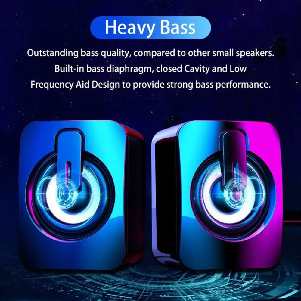 Mini RGB Computer Speaker - RGB Speakers with Dynamic Lights & Bass