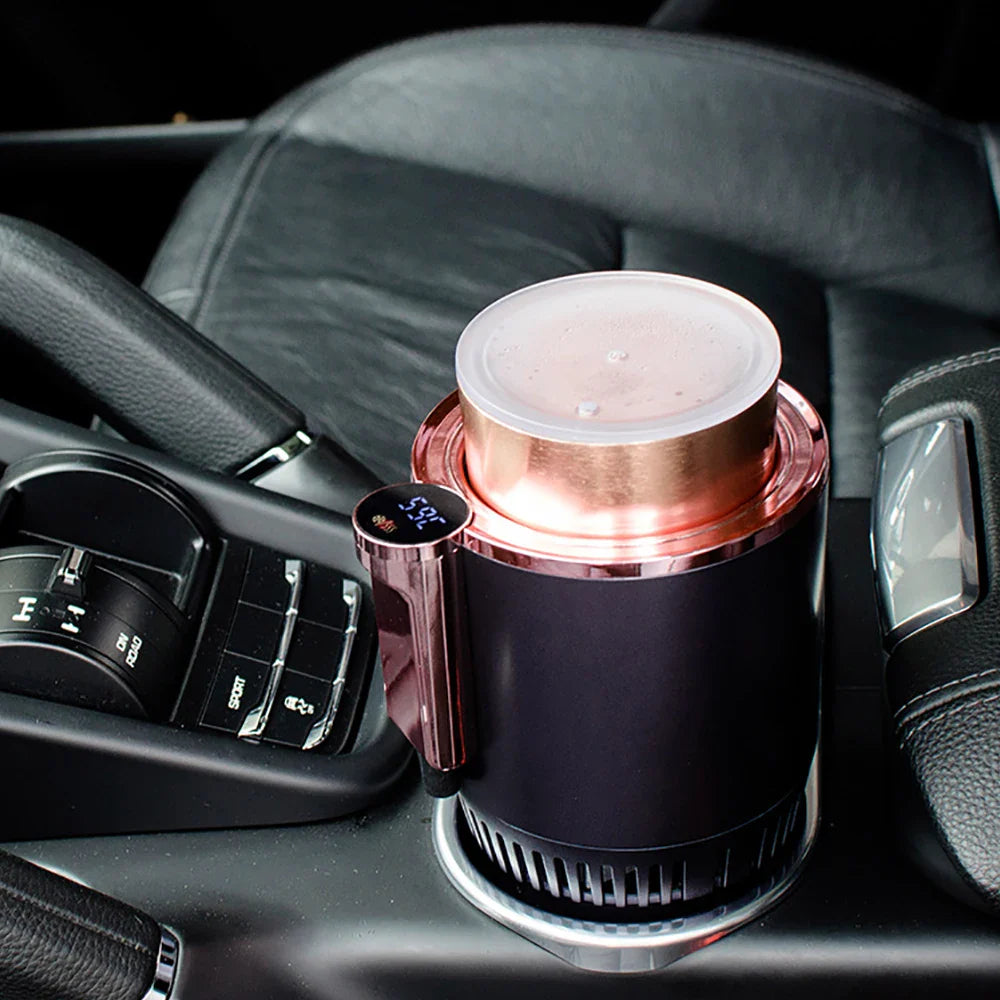 12V portable car drink warmer cooler for heating and cooling beverages during travel

