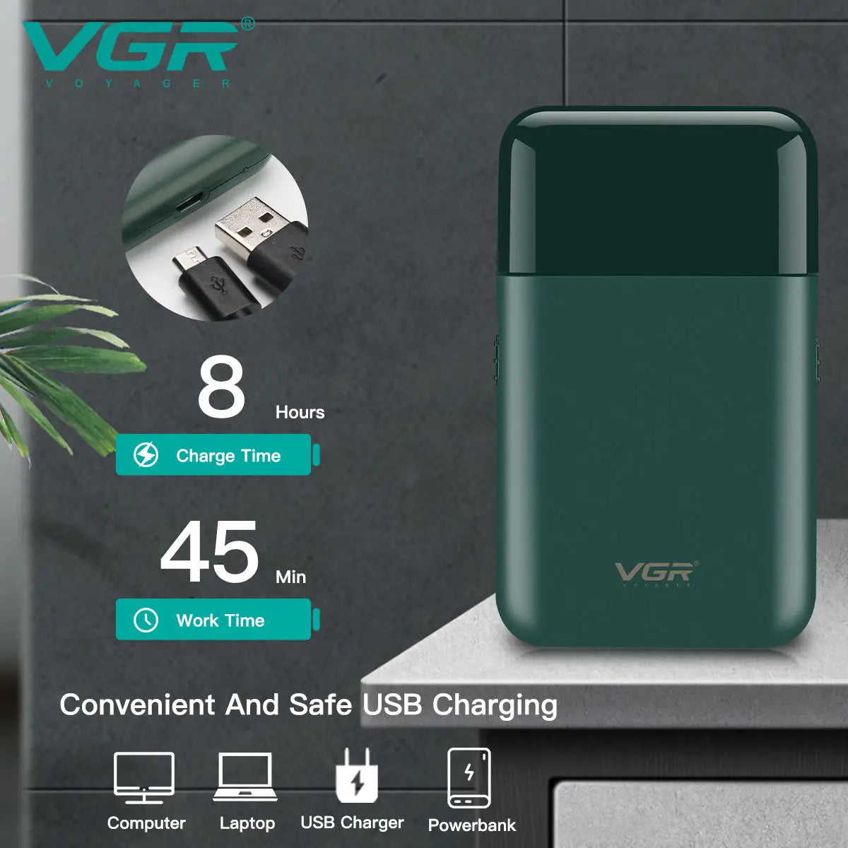Mini cordless beard trimmer VGR V-390 for men's grooming