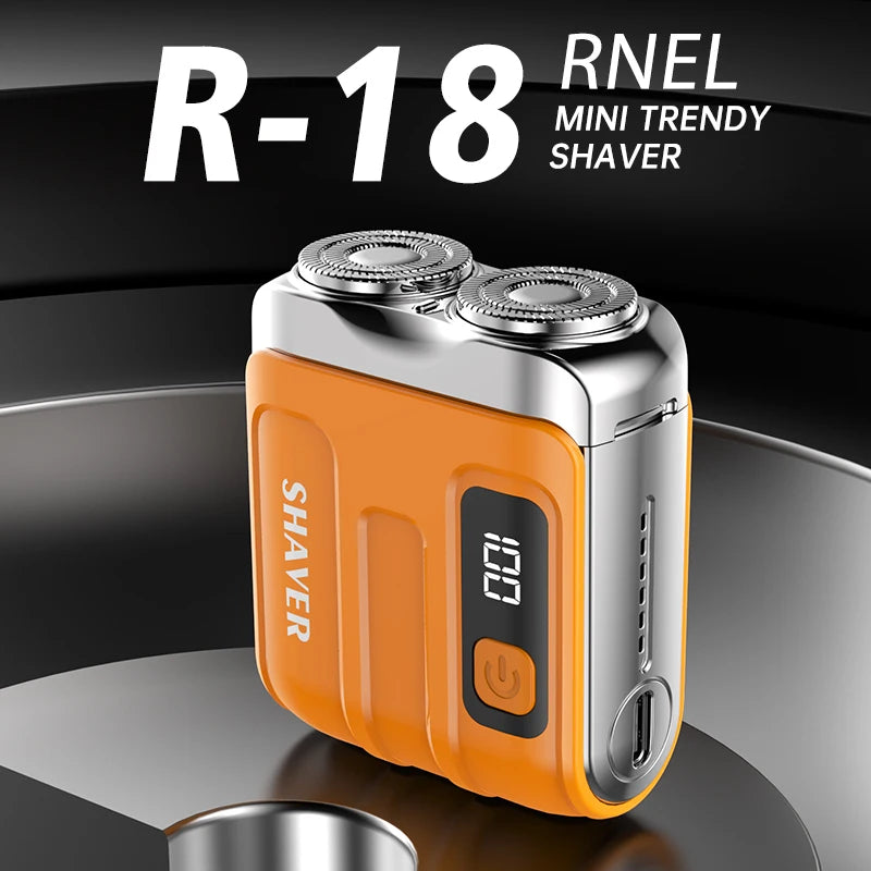 Mini Electric Smart Shaver with dual blades and digital display for travel grooming
