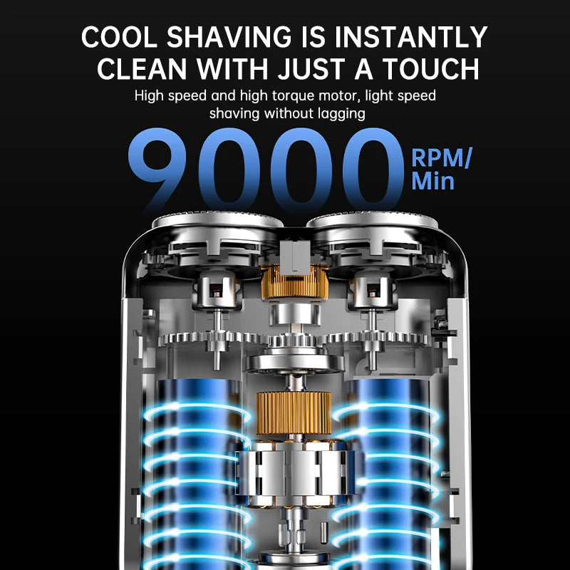 Mini Electric Smart Shaver with dual blades and digital display for travel grooming