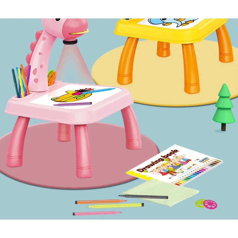 "LED Art Projector for Kids with Drawing Table and Painting Board"

