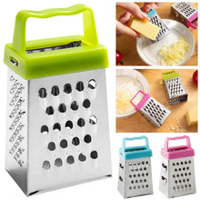 Mini stainless steel four-sided grater for garlic, ginger, fruits, and kitchen prep

