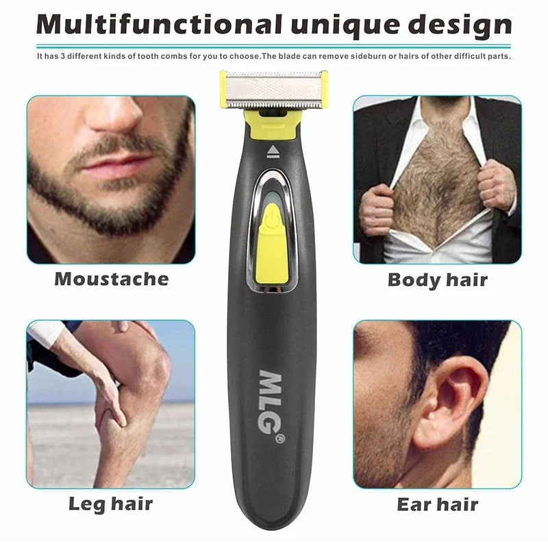 MLG Electric Shaver with USB T blade for full body grooming and washable design for men and women