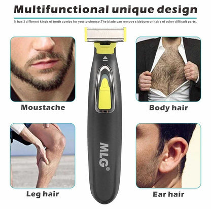 MLG Electric Shaver with USB T blade for full body grooming and washable design for men and women