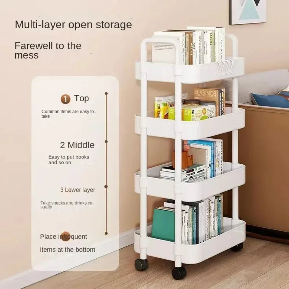Multi layer storage rack for home use with wheels for easy mobility

