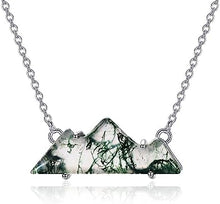 Moss agate teardrop pendant sterling silver