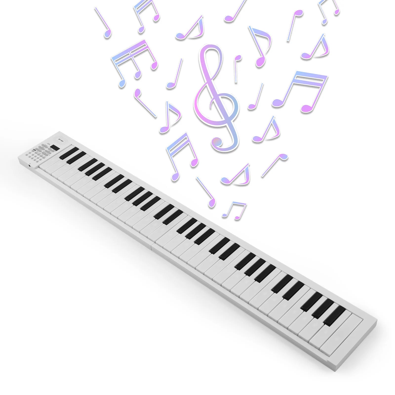 61-key foldable electronic piano with LED display and built-in battery for portable music practice

