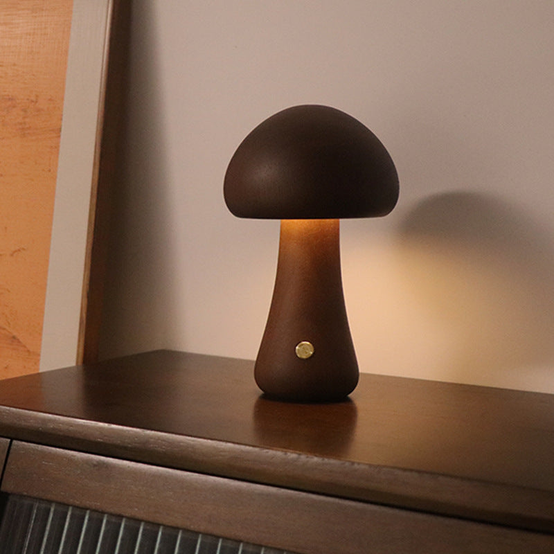 Mushroom LED Night Light glowing on a children’s bedside table