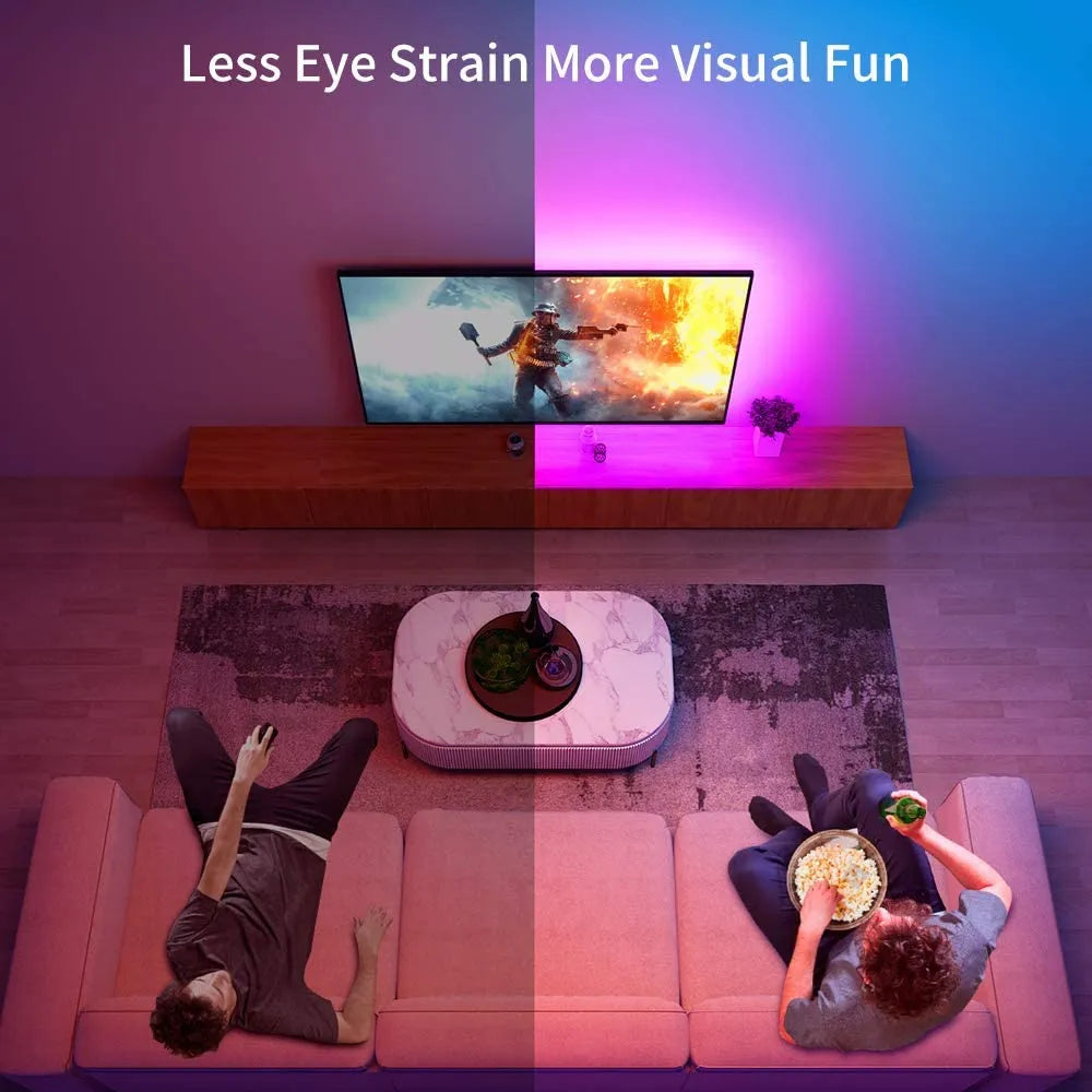 TV Backlight LED Strip Light RGB 5050 glowing behind a television