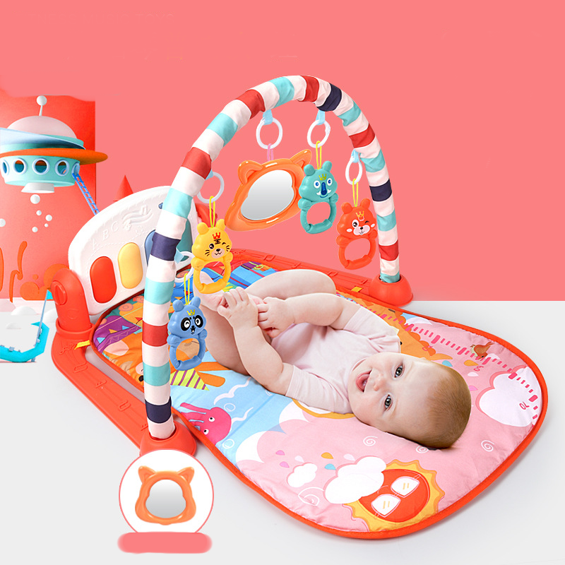 Baby pedal piano toy with music and lights for early development play

