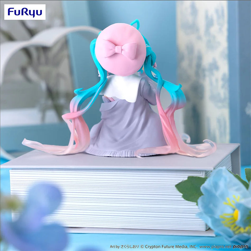 New Hatsune Miku Anime figure Pink sakura sitting position PVC Action figure model toy decoration collect gifts