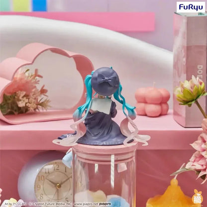 New Hatsune Miku Anime figure Pink sakura sitting position PVC Action figure model toy decoration collect gifts