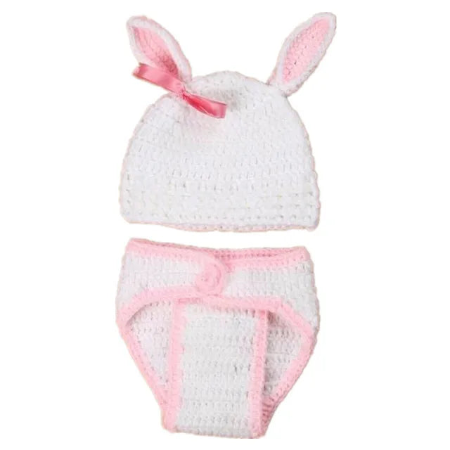 Newborn baby crochet costume in animal style for Halloween and photo shoots

