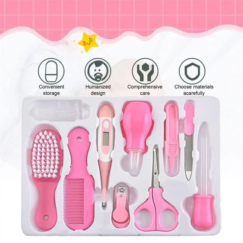 10-piece baby health care kit with thermometer and grooming tools