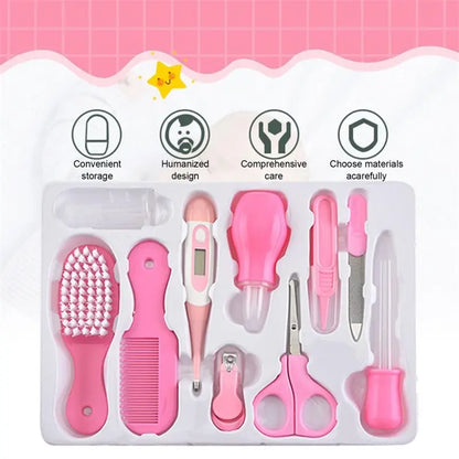 10-piece baby health care kit with thermometer and grooming tools