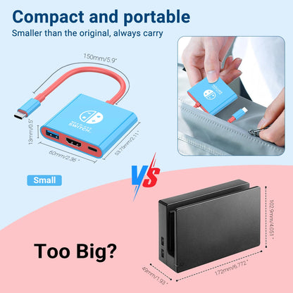 Portable Nintendo Switch Docking Station with HDMI and USB-C hub for travel gaming

