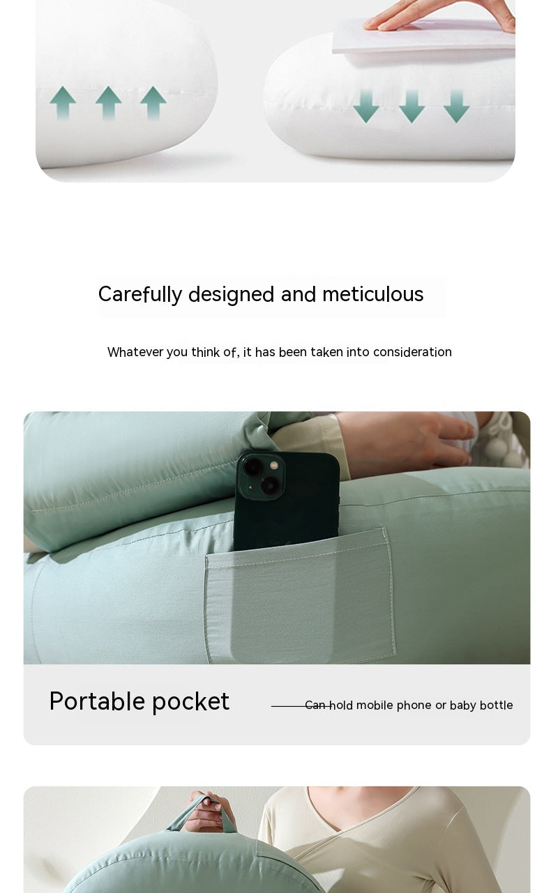 Nursing pillow for breastfeeding with waist support and ergonomic design

