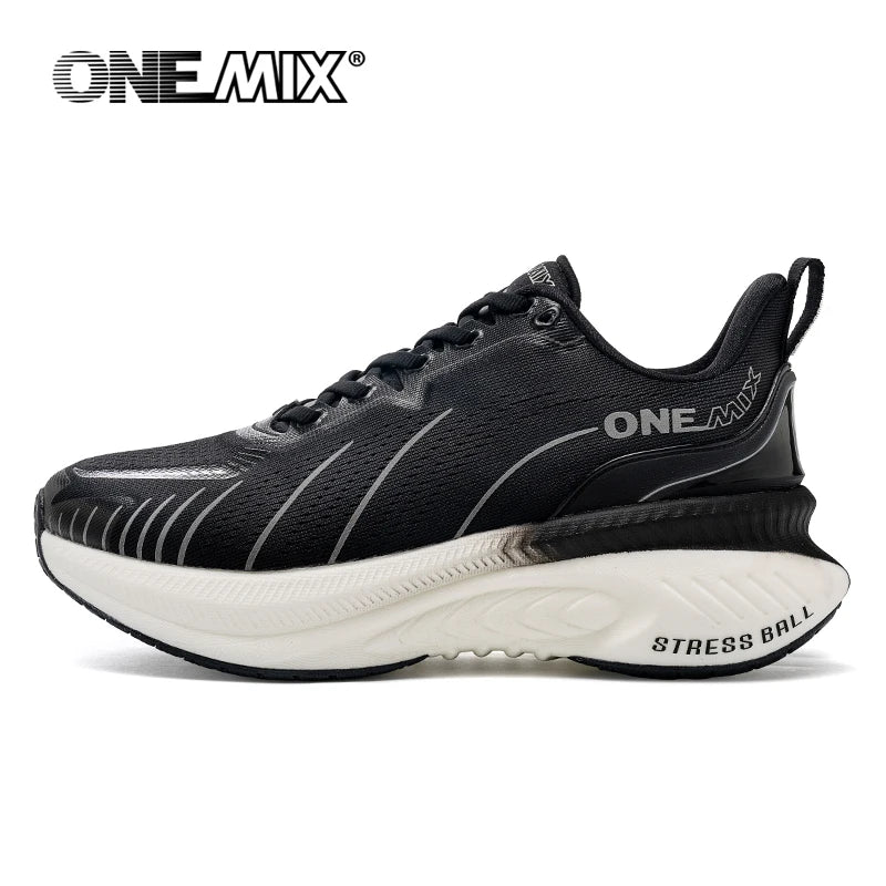 Onemix White Road Running Shoes for Men with air cushion sole