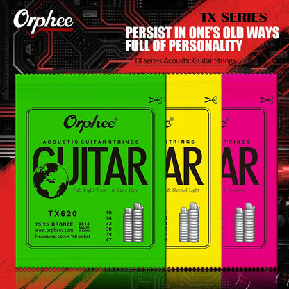 "Orphee Acoustic Guitar Strings 6Pcs/Set for bright, full tone"