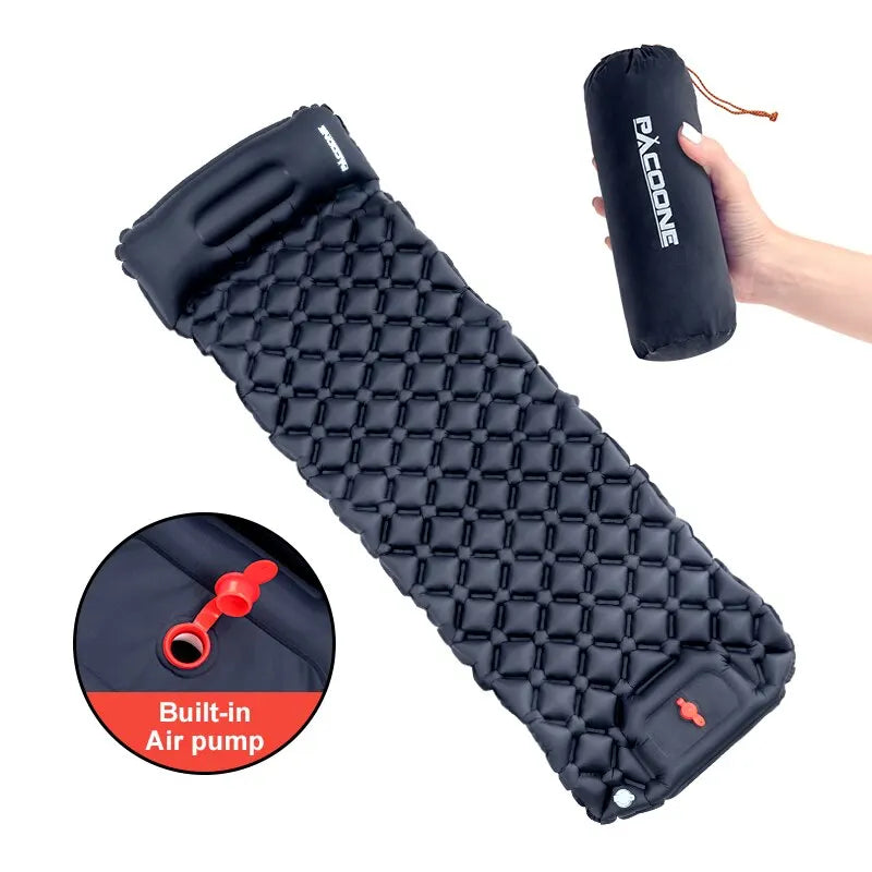 Camping Inflatable Mattress with built-in pump and travel pillow

