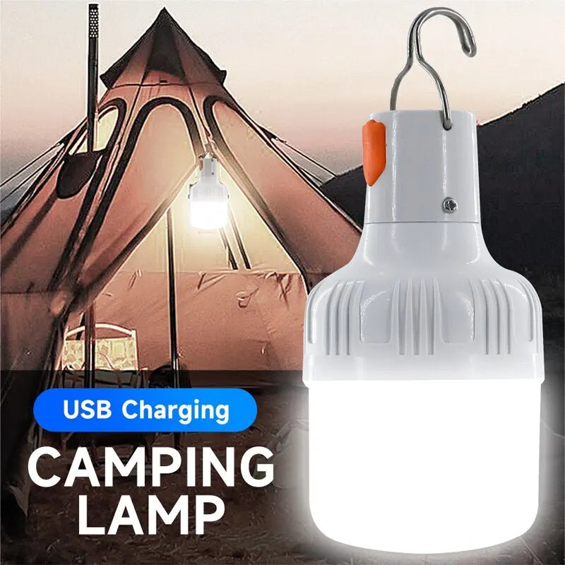 USB Rechargeable LED Lamp Bulbs with Hook for Camping, Fishing, and Emergency Outdoor Lighting