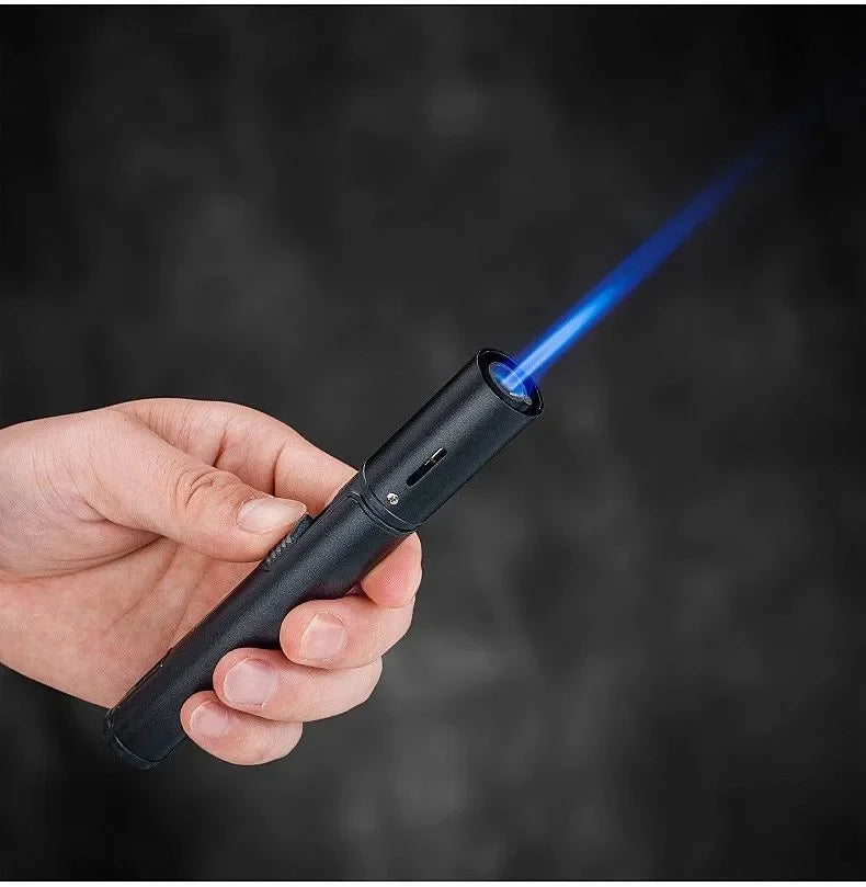 Windproof butane candle lighter with turbo jet flame for BBQ and cigars