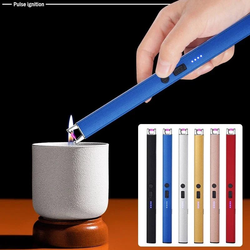 Windproof USB electronic lighter with arc ignition for BBQ and kitchen