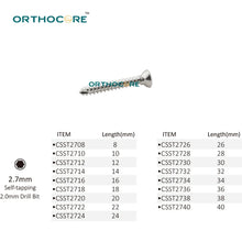 2.7mm stainless steel self-tapping cortical screws for veterinary orthopedic surgery