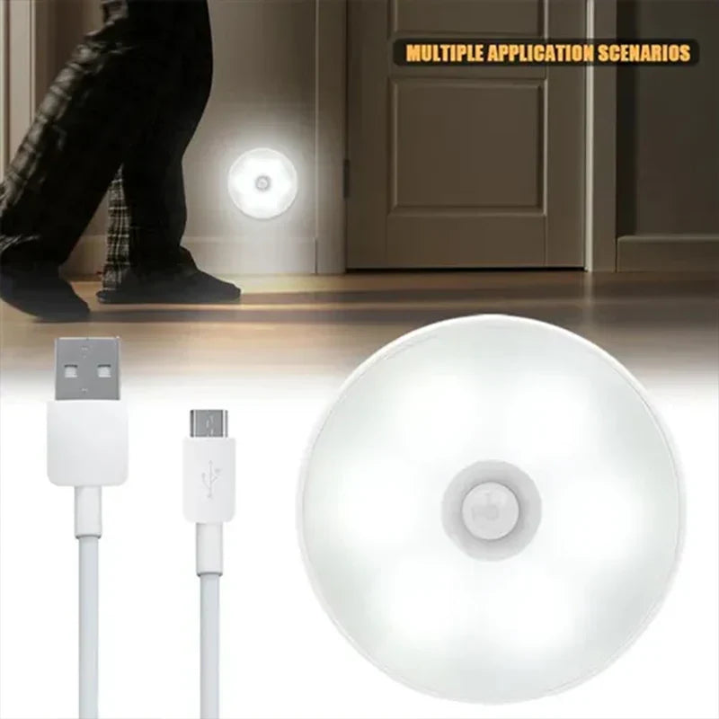 Emesa Home PIR Motion Sensor LED Night Light illuminating a kitchen cabinet