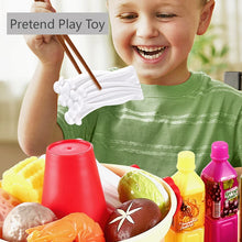Kids pretend play kitchen toys set with food, grill, and cooking tools

