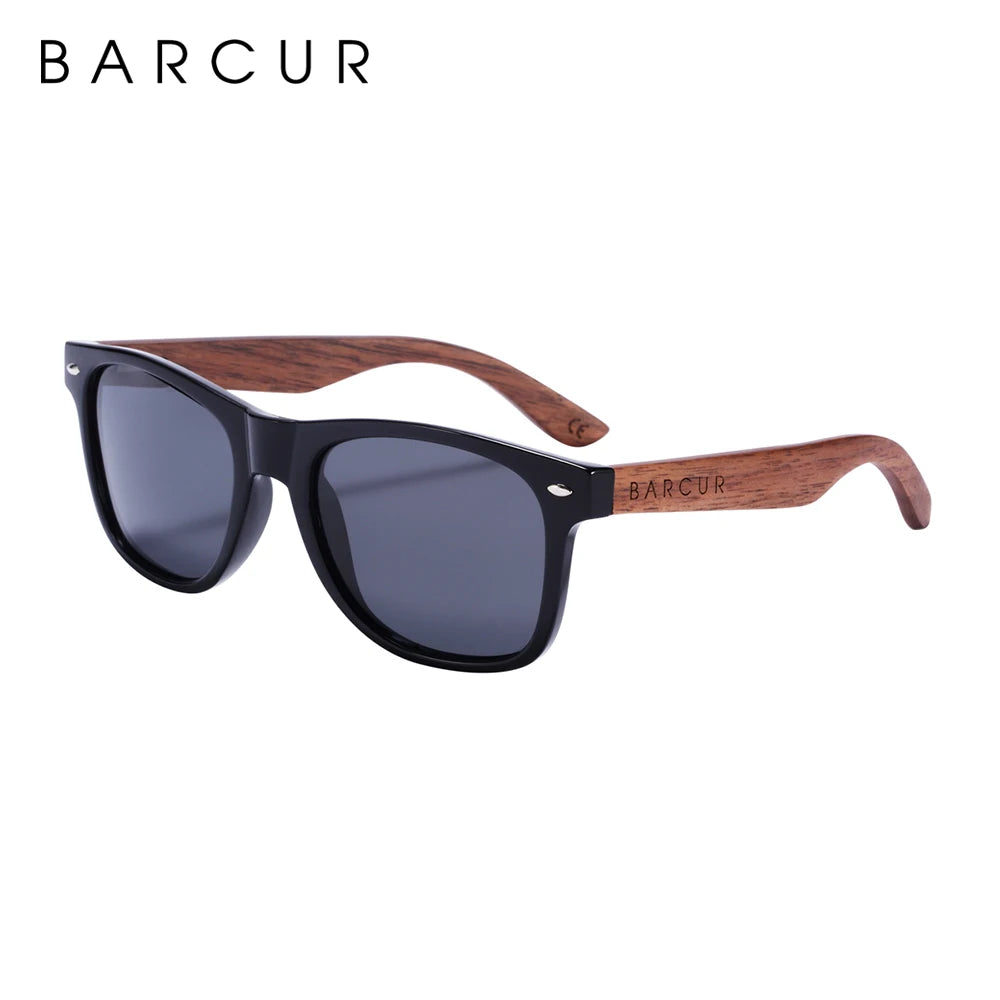 Men’s polarized black walnut wood sunglasses with UV400 protection