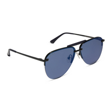 DIFF Tahoe Sunglasses Black Midnight Polarized with oversized black frame and metal top bar