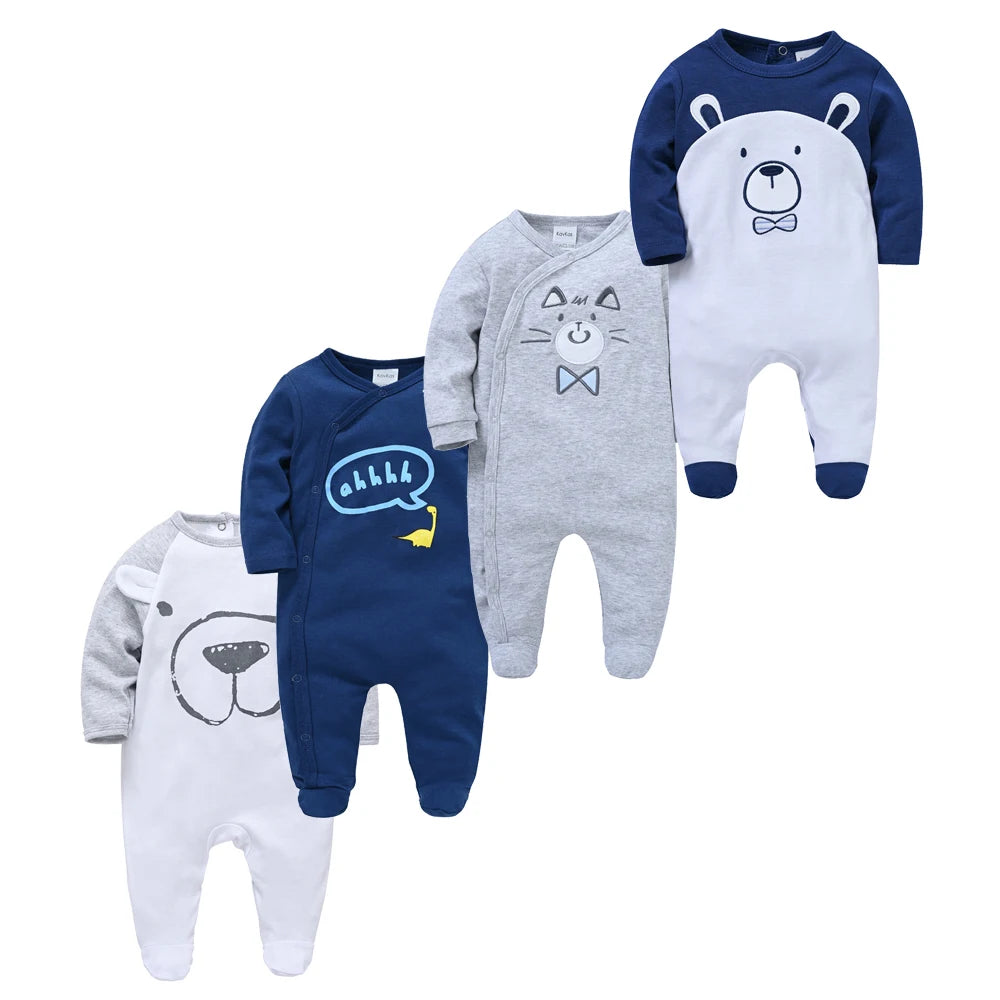 Newborn baby romper set with full sleeves, O-neck, and polka dot design

