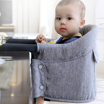 Portable baby high chair with safety belt for secure dining anywhere

