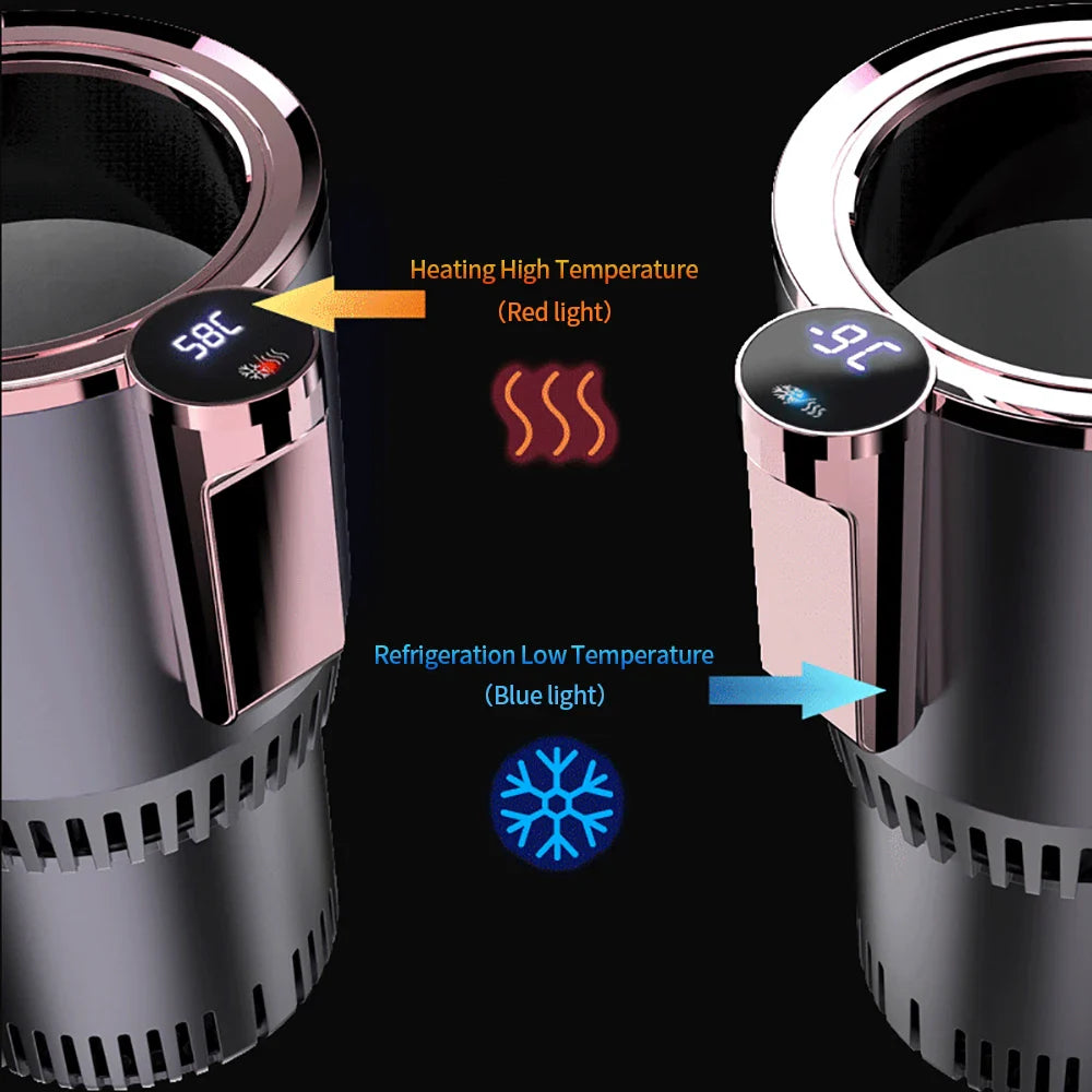 12V portable car drink warmer cooler for heating and cooling beverages during travel

