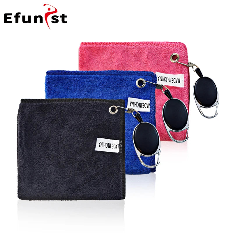 Portable Golf Cleaning Towel with Microfiber Velvet Cotton and Carabiner Hook for Club Maintenance