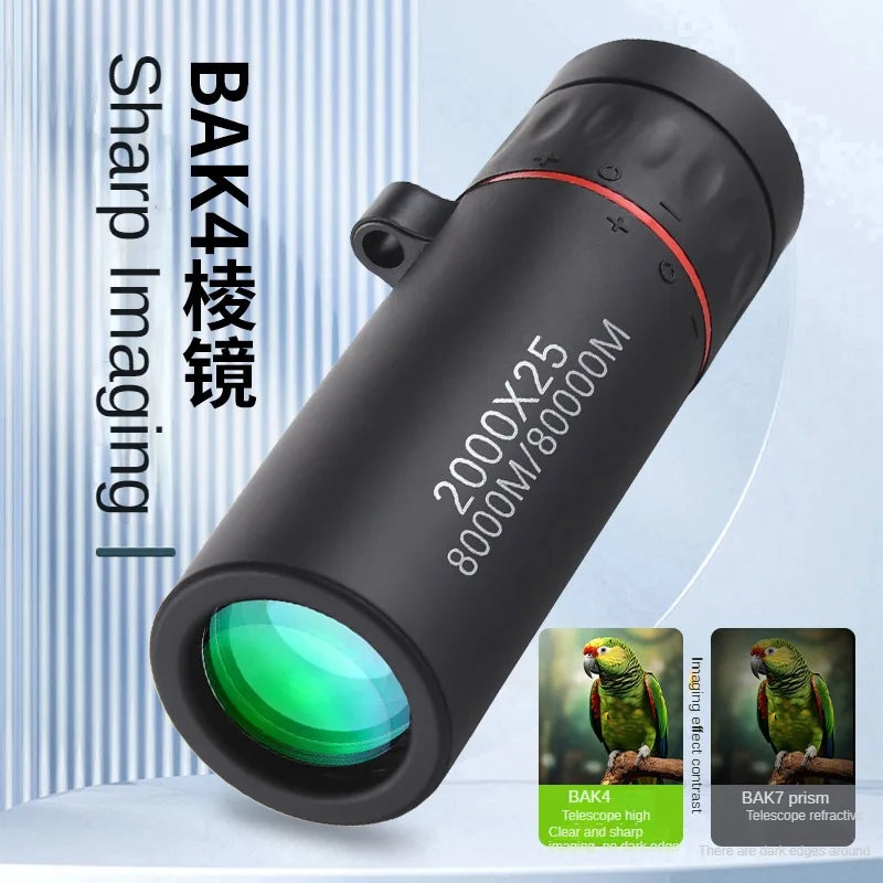 2000x25 HD Monocular Telescope with Mobile Phone Holder for Camping, Birdwatching, and Outdoor Zoom Photography