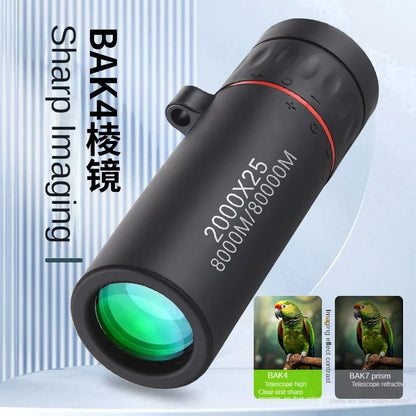 2000x25 HD Monocular Telescope with Mobile Phone Holder for Camping, Birdwatching, and Outdoor Zoom Photography