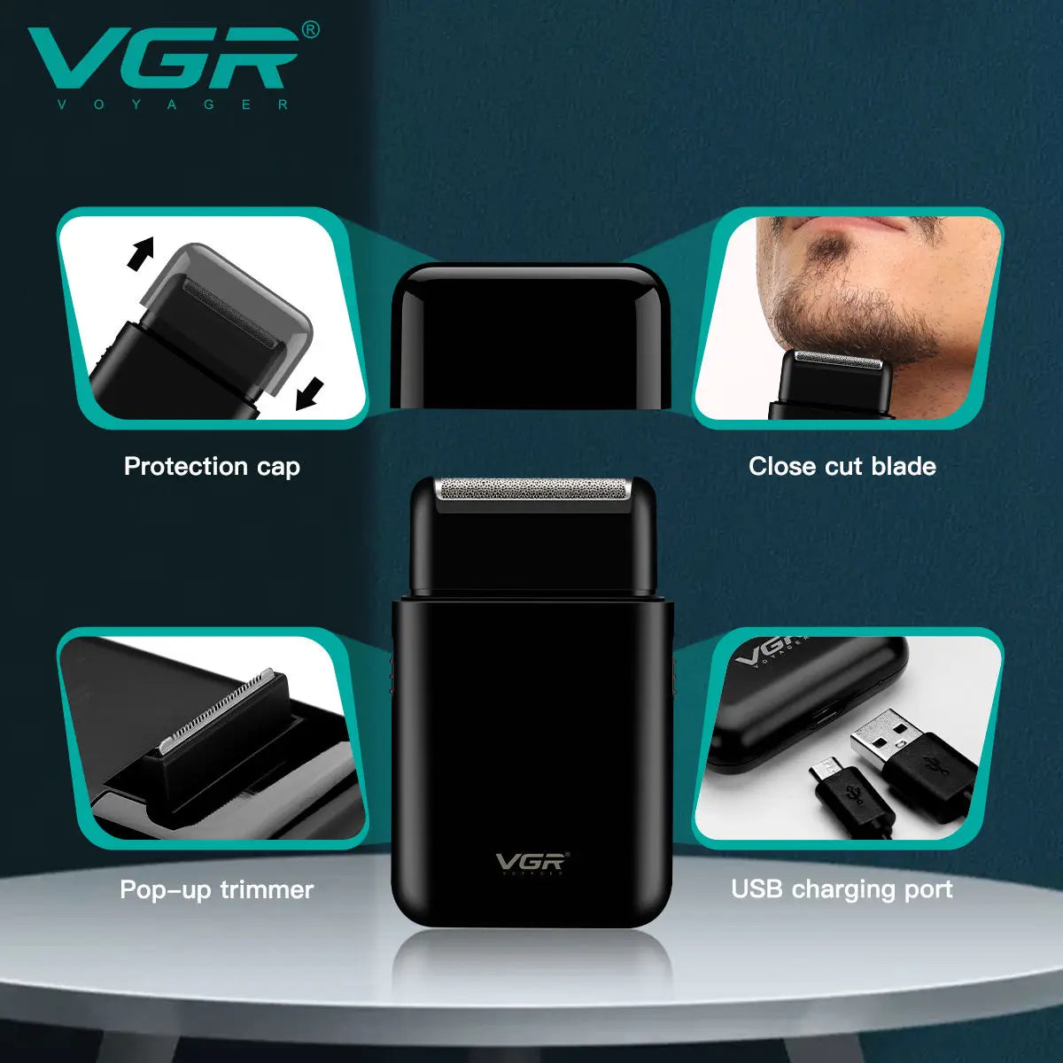 Mini cordless beard trimmer VGR V-390 for men's grooming