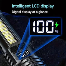 High Power LED Flashlight with COB Side Light and Type-C Rechargeable Battery for Outdoor Camping and Hiking